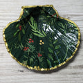 Christmas Patterned Scallop Shell With Gold Trim