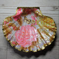 Pink & Yellow Floral Scallop Shell