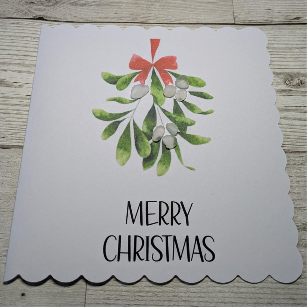Mistletoe Sea Glass Merry Christmas Card