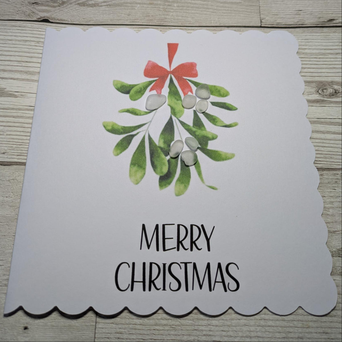 Mistletoe Sea Glass Merry Christmas Card