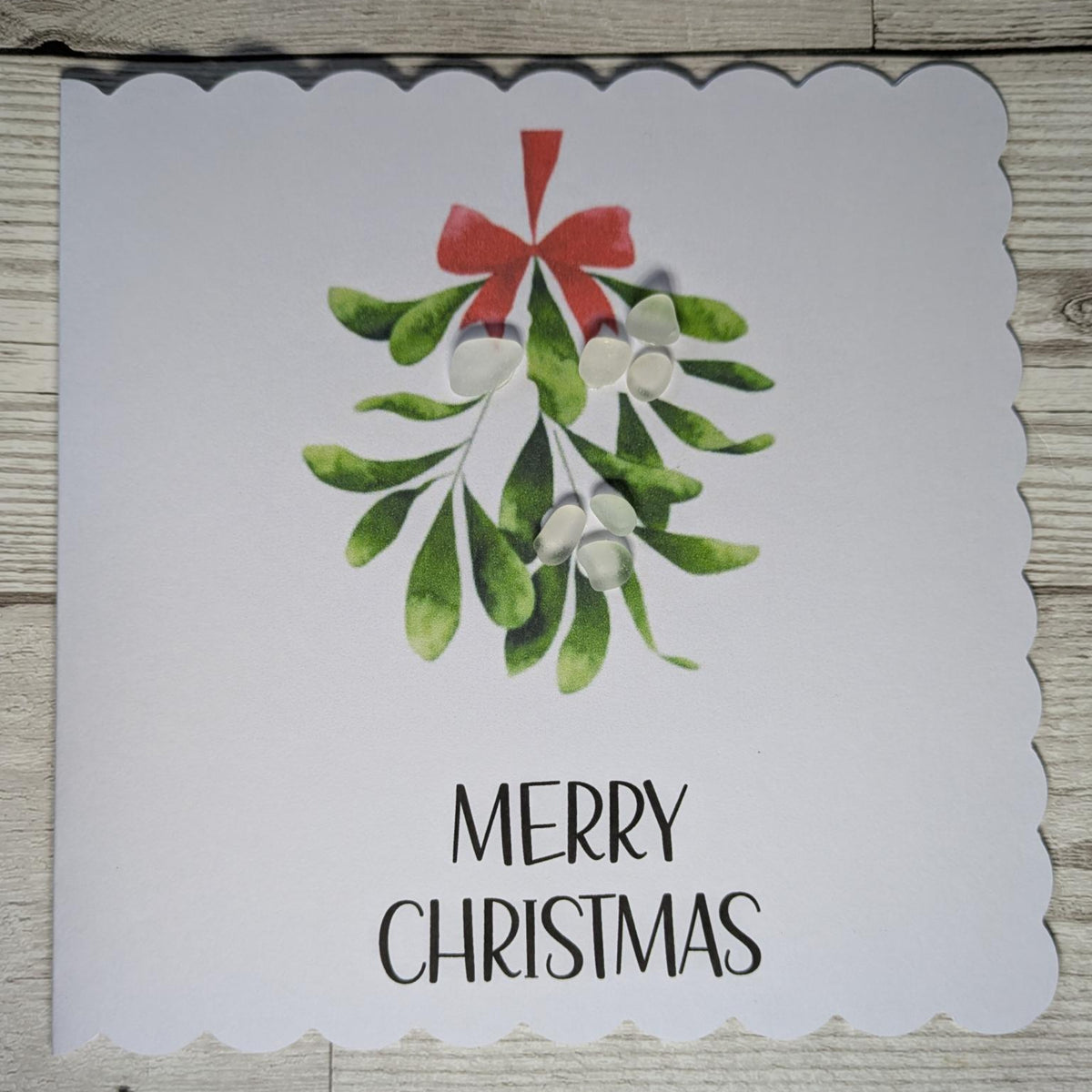 Mistletoe Sea Glass Merry Christmas Card
