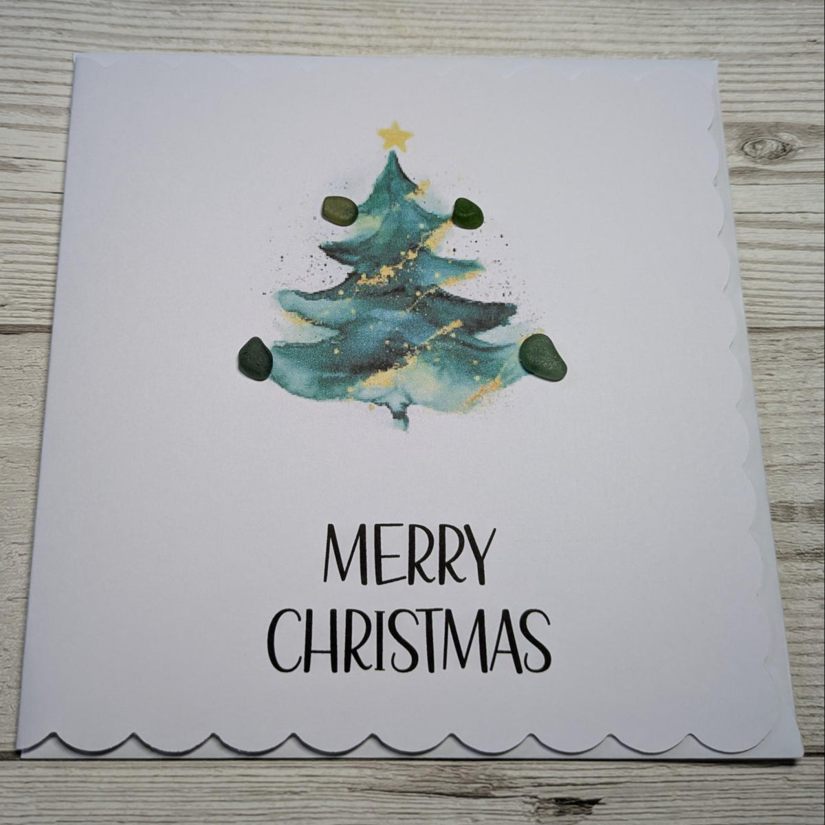 Christmas Tree Merry Christmas Sea Glass Card