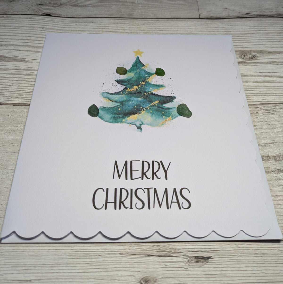 Christmas Tree Merry Christmas Sea Glass Card