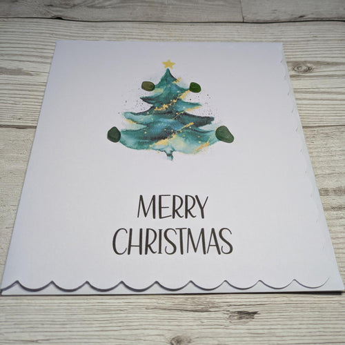 Christmas Tree Merry Christmas Sea Glass Card