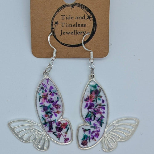 Butterfly Pressed Flower Resin Earrings