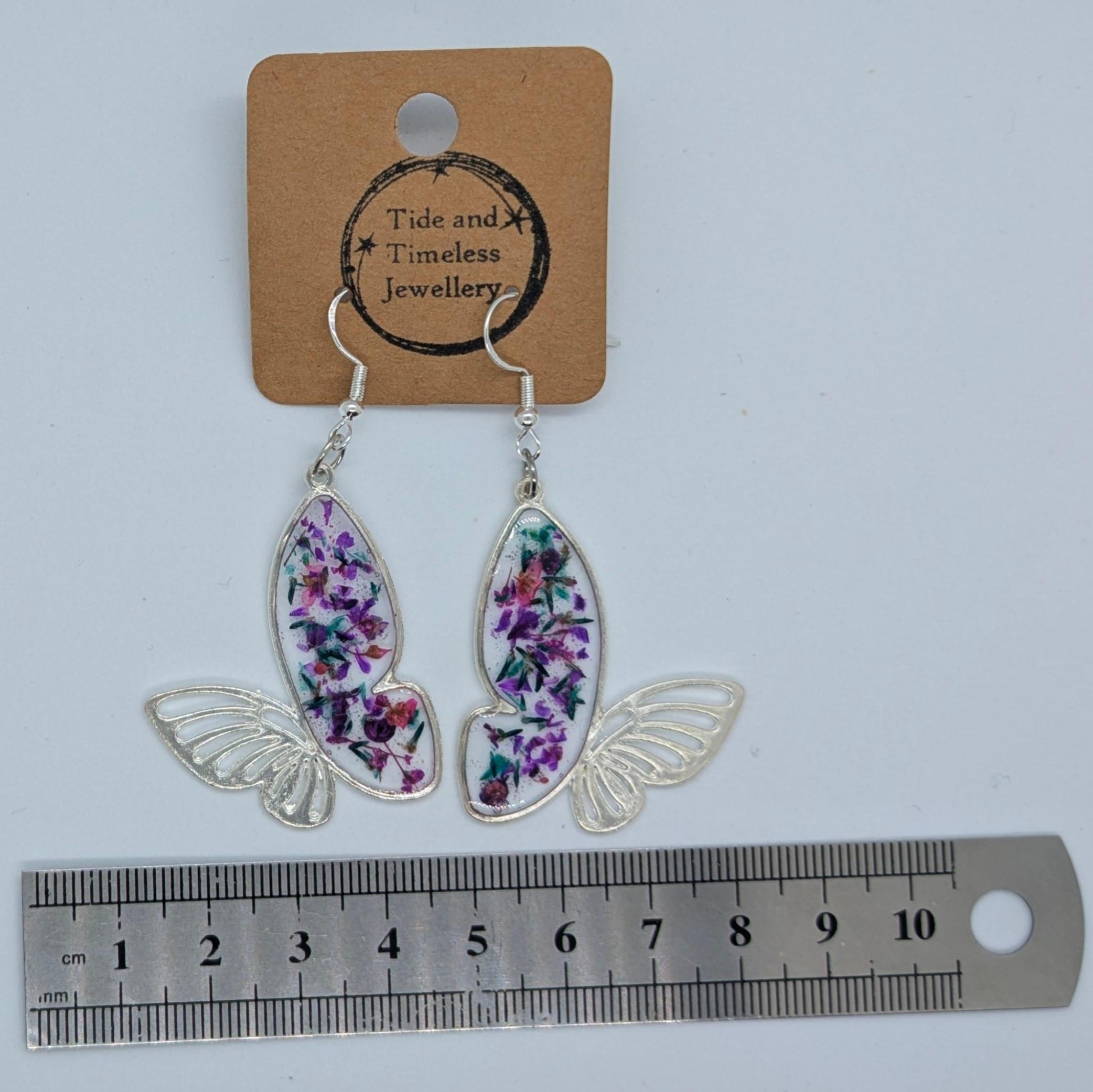 Butterfly Pressed Flower Resin Earrings