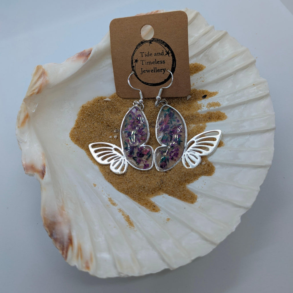Butterfly Pressed Flower Resin Earrings