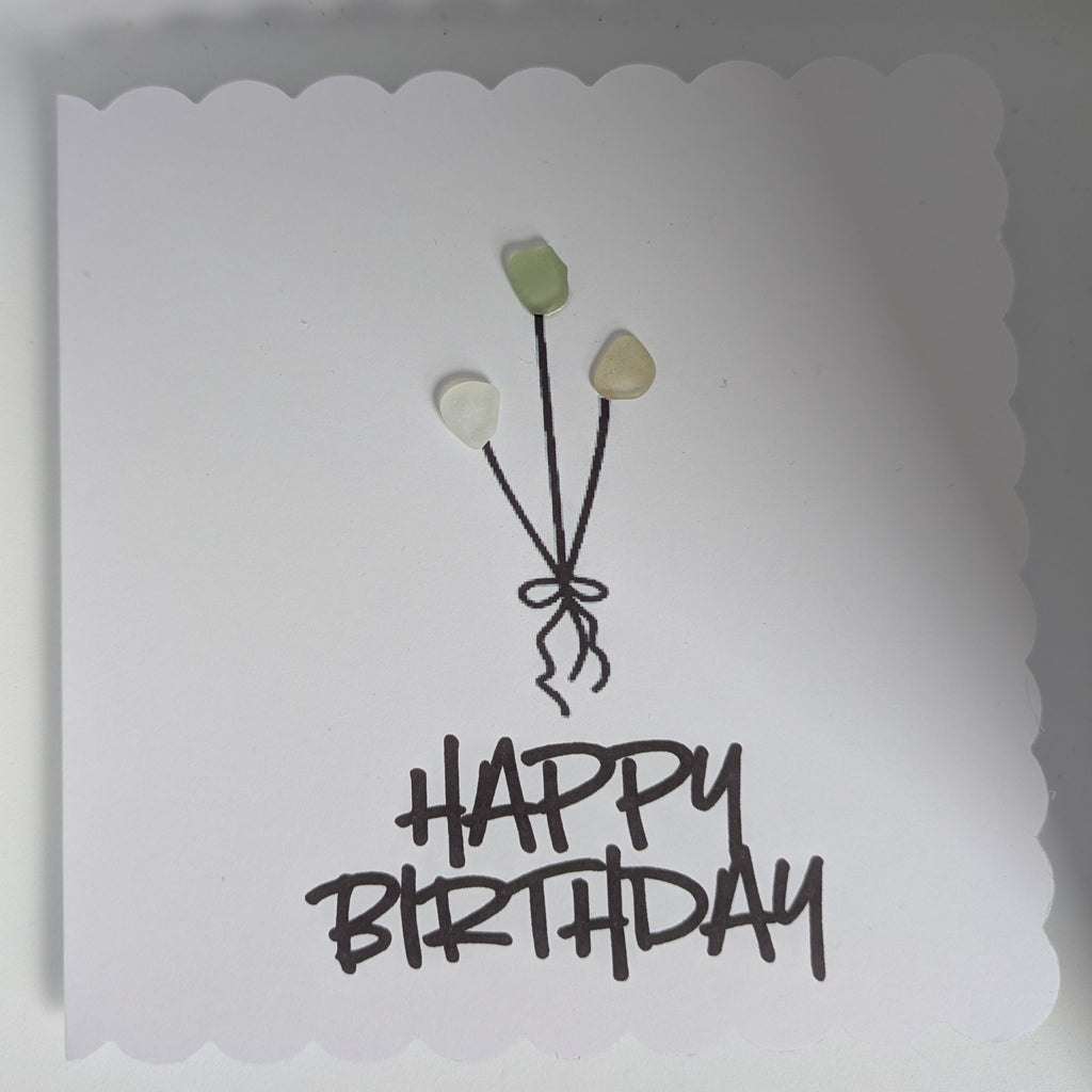 Happy Birthday! Balloon Sea Glass Card