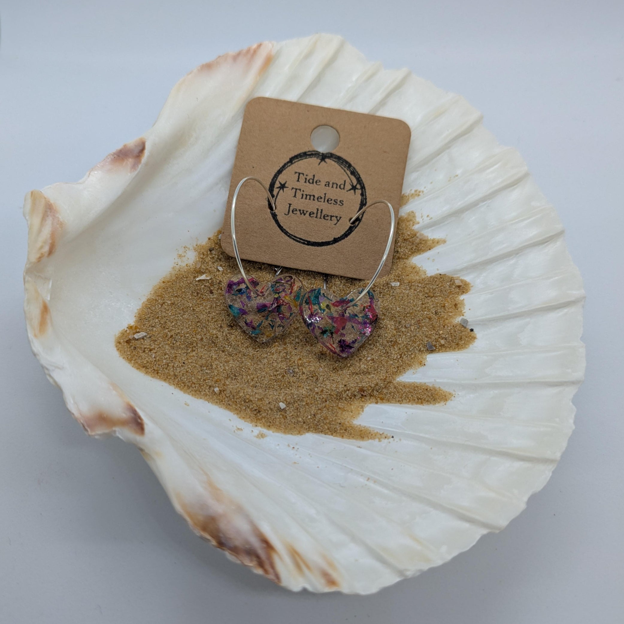 Heart Shaped Resin Pressed Flower Earrings