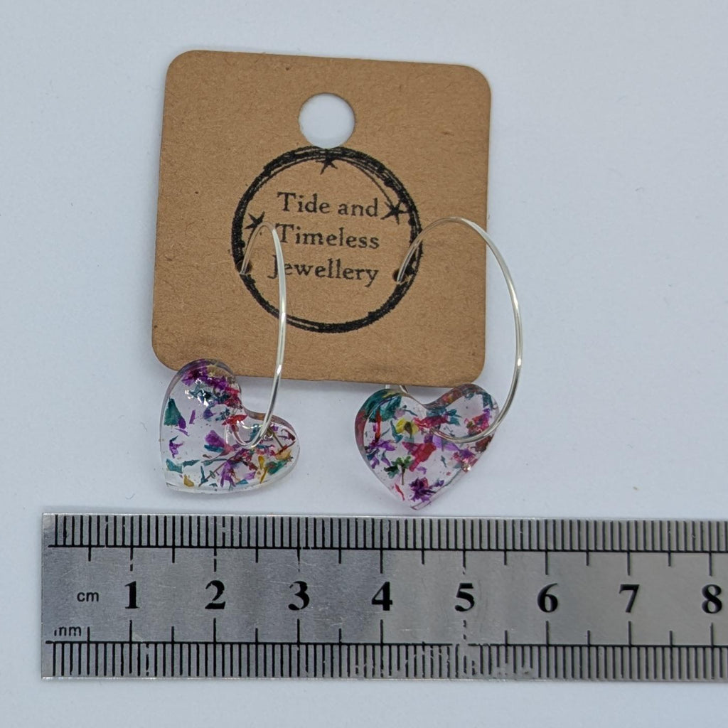 Heart Shaped Resin Pressed Flower Earrings