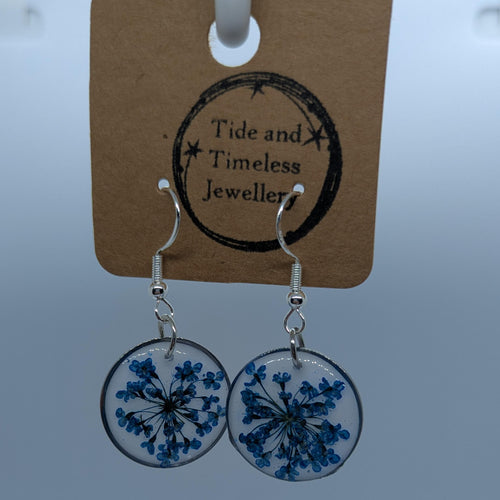 Blue Dried Flower Earrings