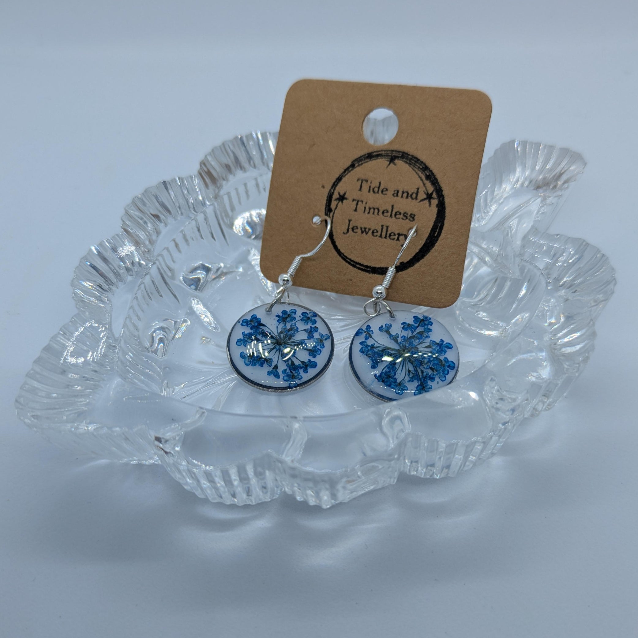 Blue Dried Flower Earrings
