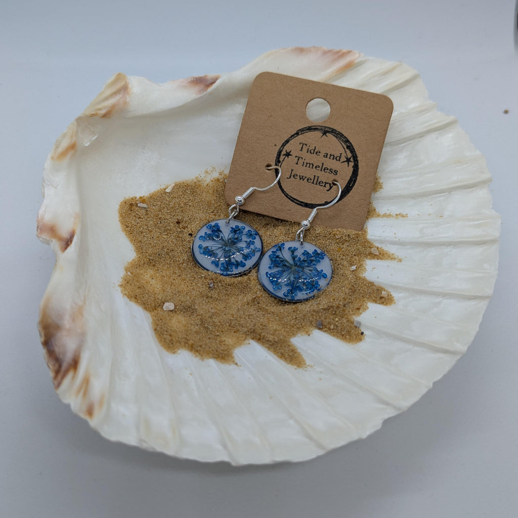 Blue Dried Flower Earrings