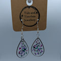 Teardrop Shaped Pressed Flower Resin Earrings