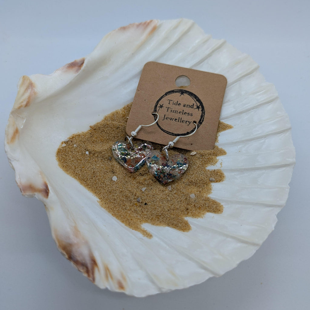 Heart Shaped Pressed Flower Resin Earrings