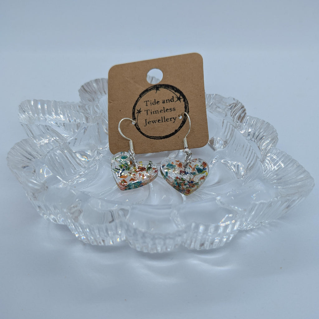 Heart Shaped Pressed Flower Resin Earrings