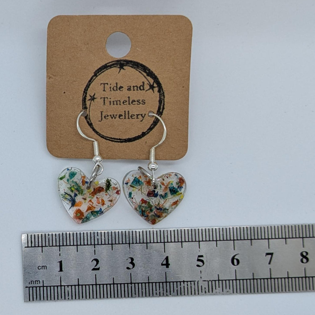Heart Shaped Pressed Flower Resin Earrings
