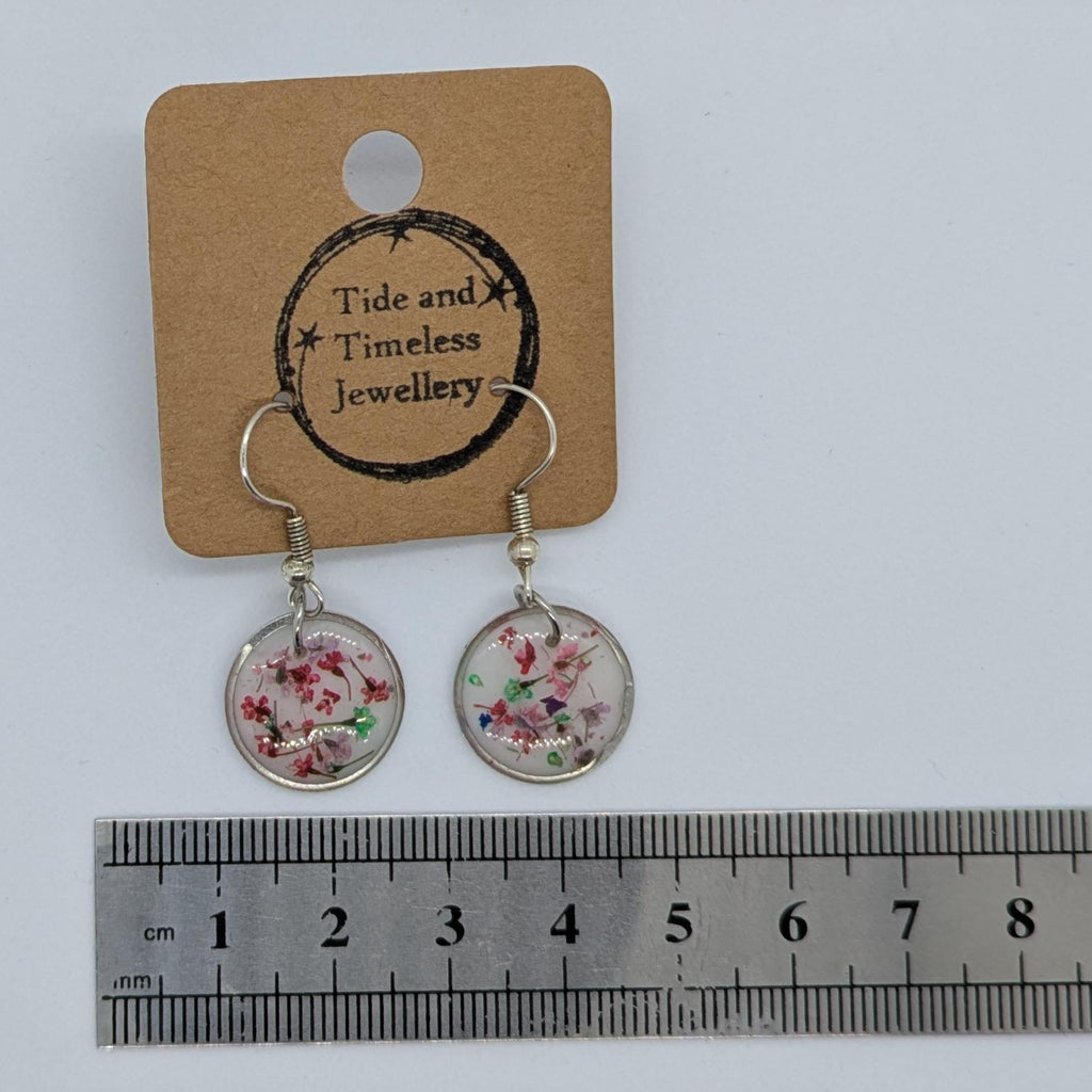 Circle Pressed Flower Resin Earrings