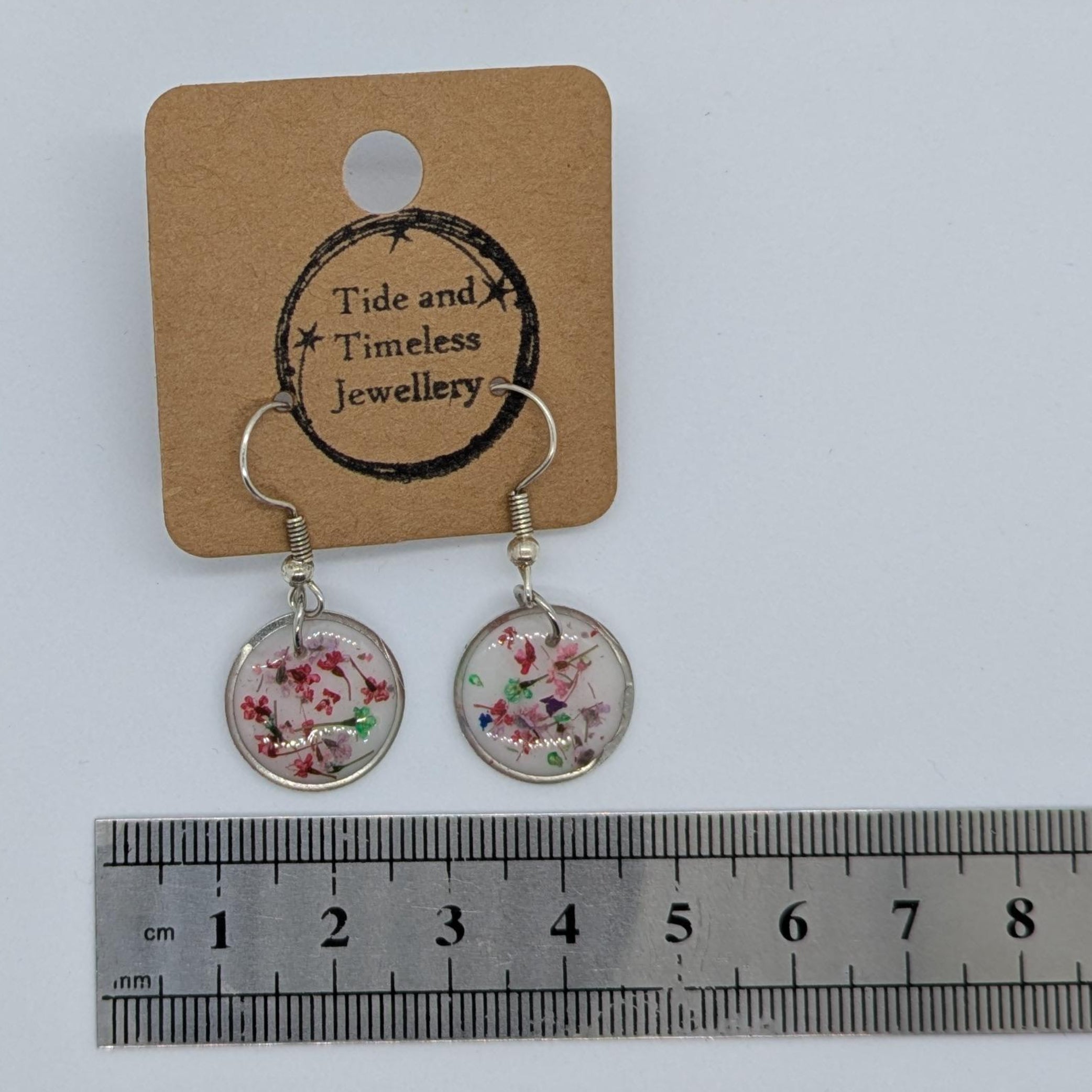 Circle Pressed Flower Resin Earrings
