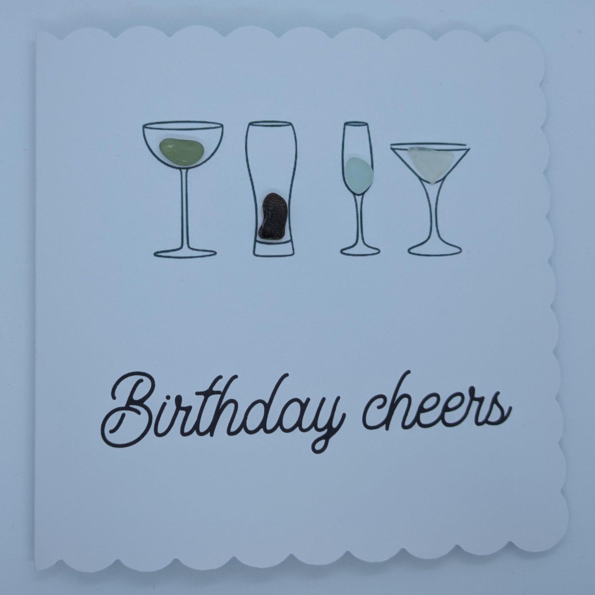 Birthday Cheers Alcohol Birthday Sea Glass Card