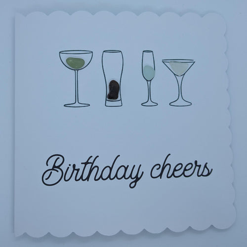 Birthday Cheers Alcohol Birthday Sea Glass Card