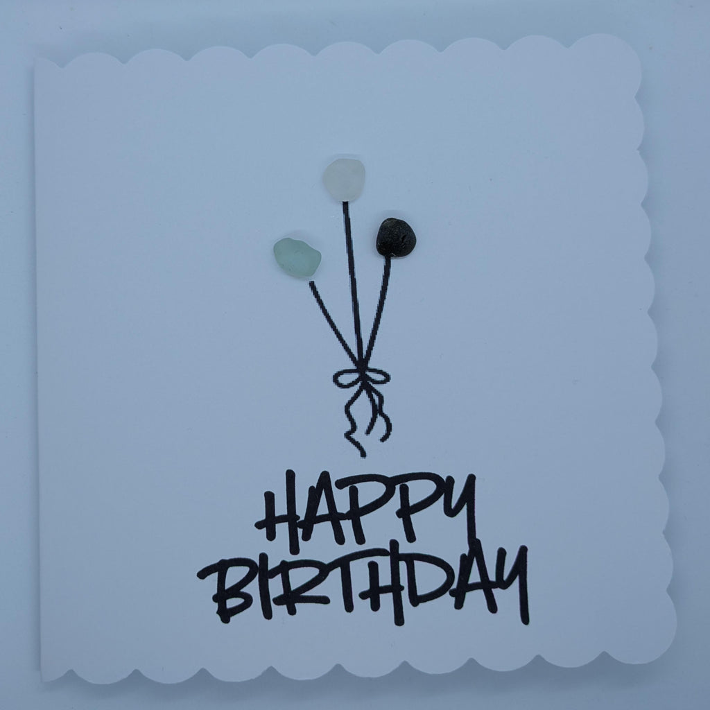 Happy Birthday! Balloon Sea Glass Card