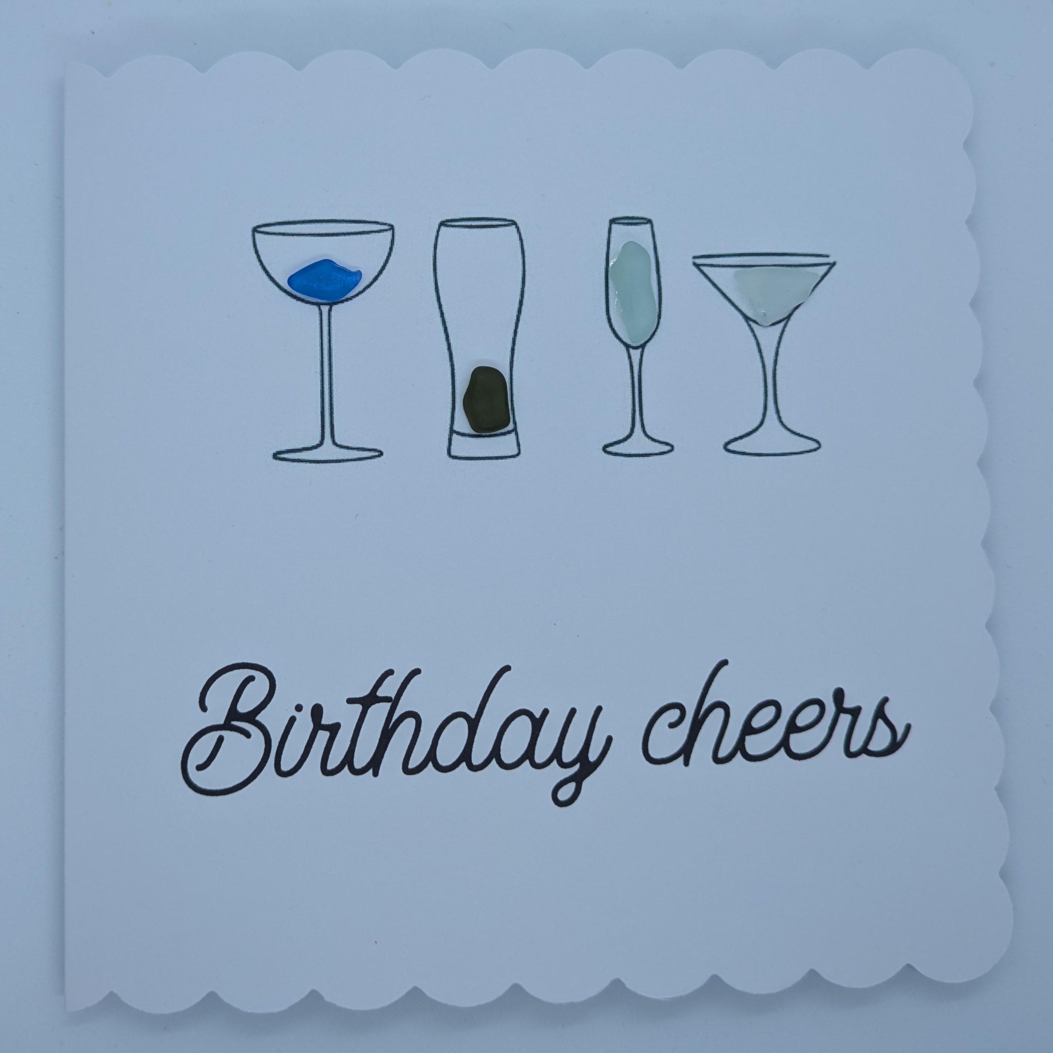 Birthday Cheers Alcohol Birthday Sea Glass Card