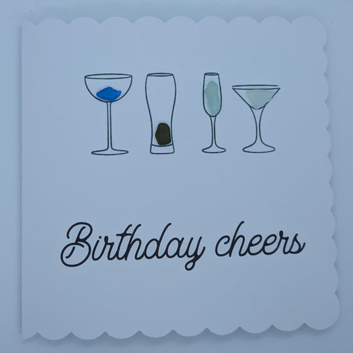 Birthday Cheers Alcohol Birthday Sea Glass Card