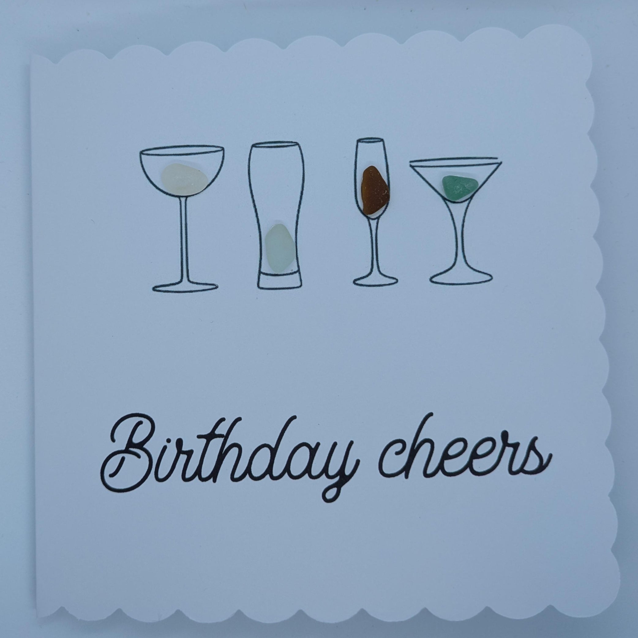 Birthday Cheers Alcohol Birthday Sea Glass Card