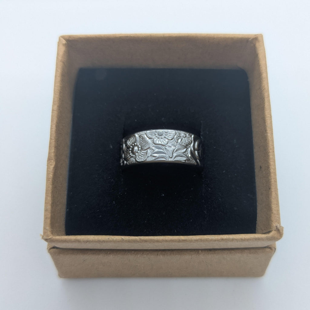 Intricate Flower Pattern Spoon Ring