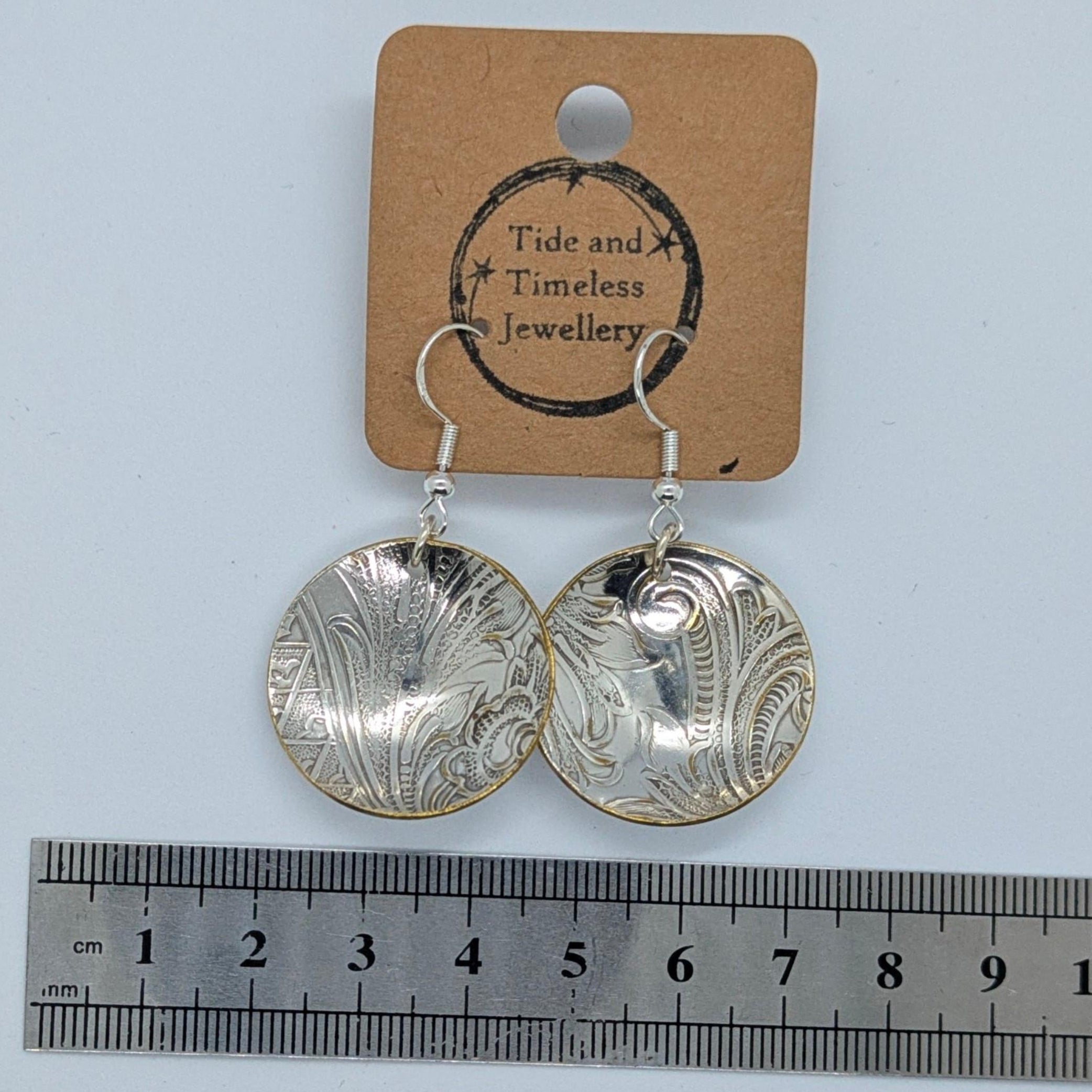 Silver Plated Concave Domed Disc Earrings