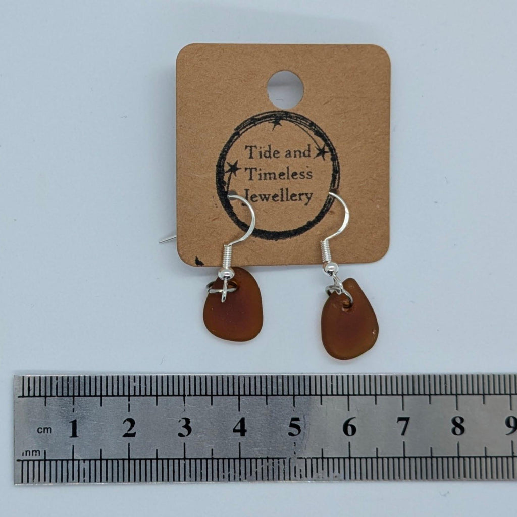 Dainty Brown Sea Glass Earrings