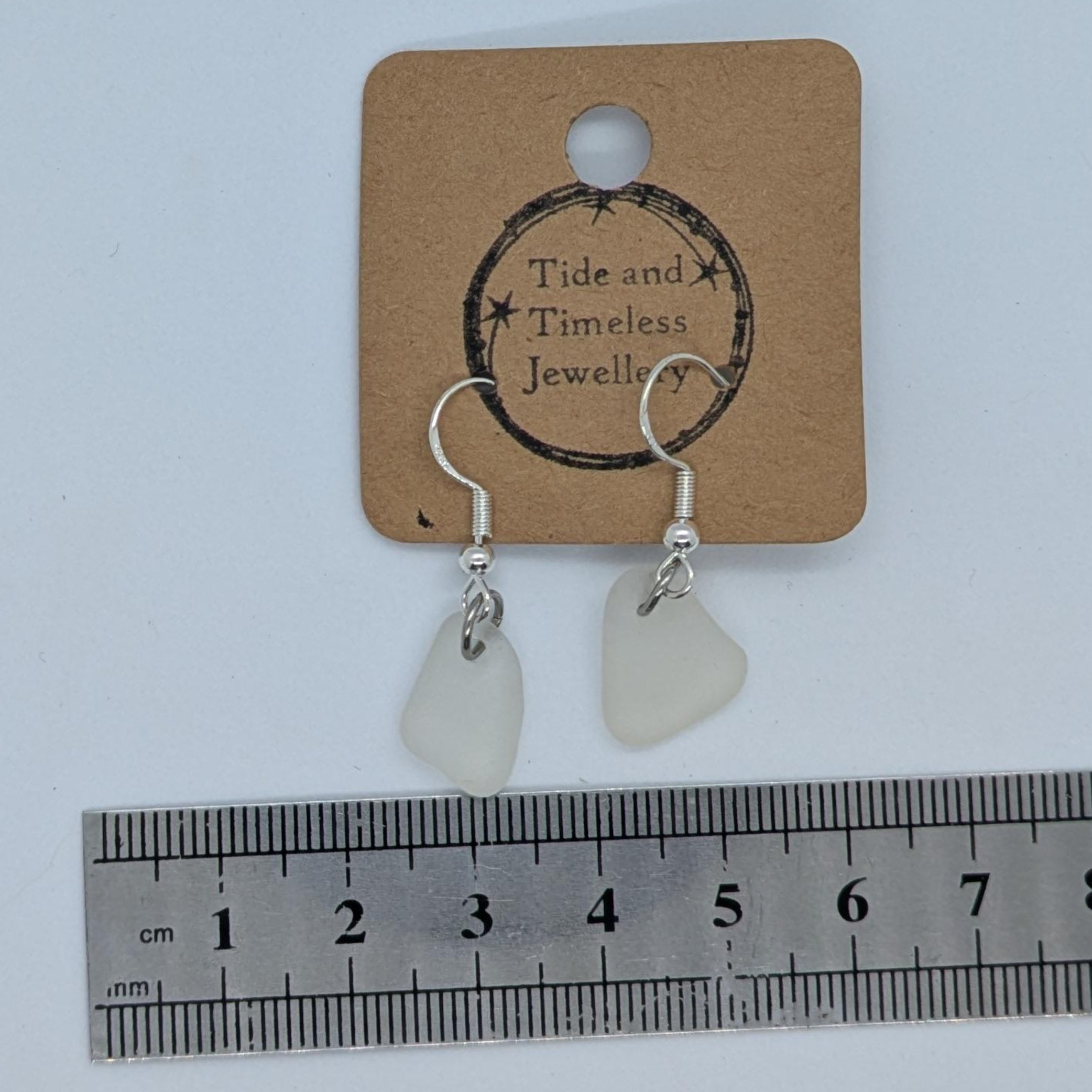 Dainty Clear White Sea Glass Earrings