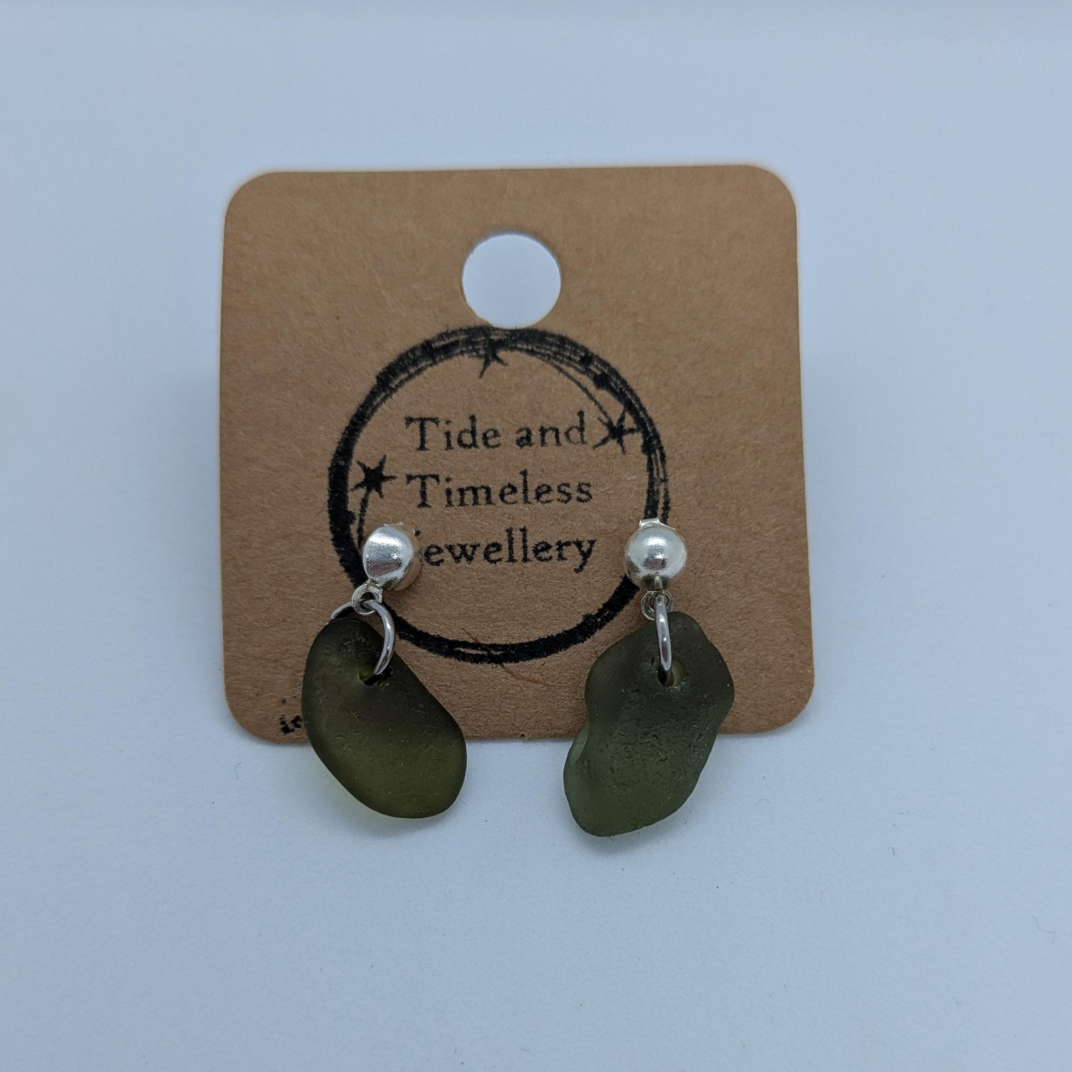 Drop Green Sea Glass Earrings