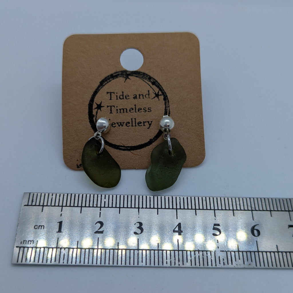 Drop Green Sea Glass Earrings