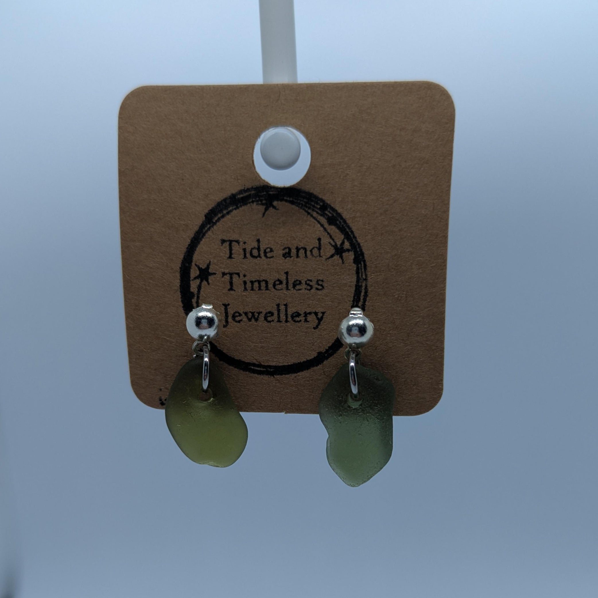 Drop Green Sea Glass Earrings