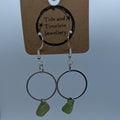 Lime Green Sea Glass Drop Circular Earrings