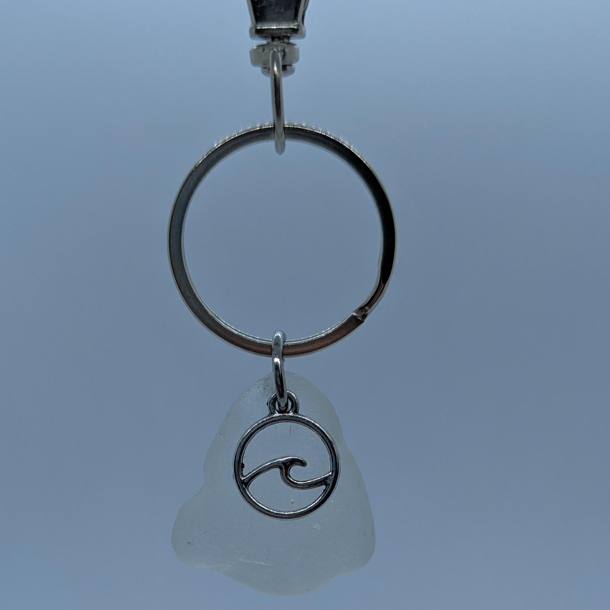 Sea Glass Key Rings With Circular Wave Charm