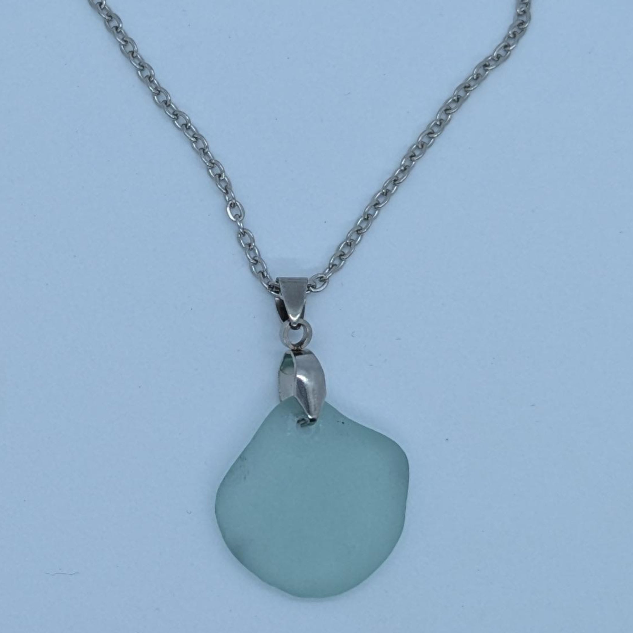 Seafoam Blue Sea Glass Necklace