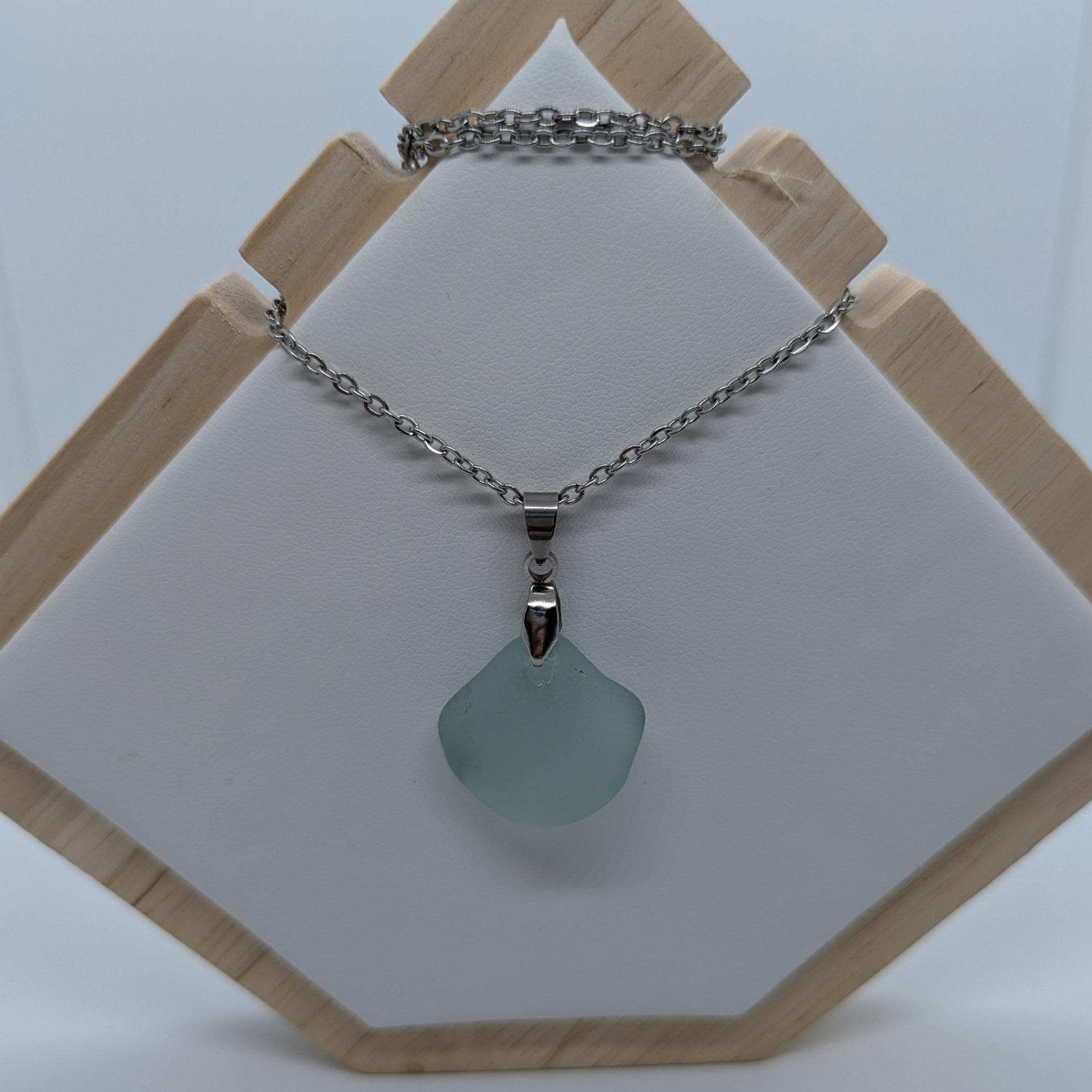 Seafoam Blue Sea Glass Necklace