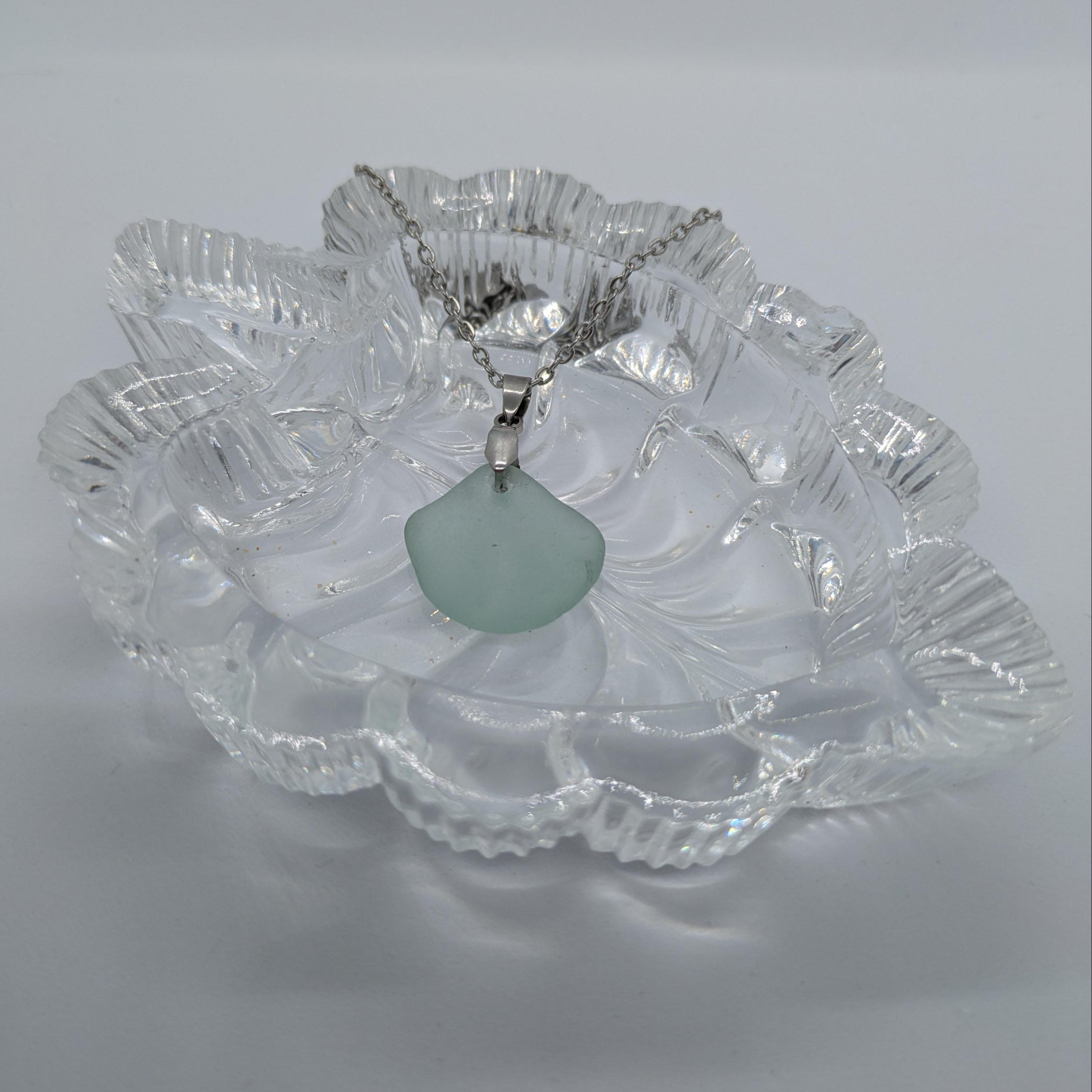 Seafoam Blue Sea Glass Necklace
