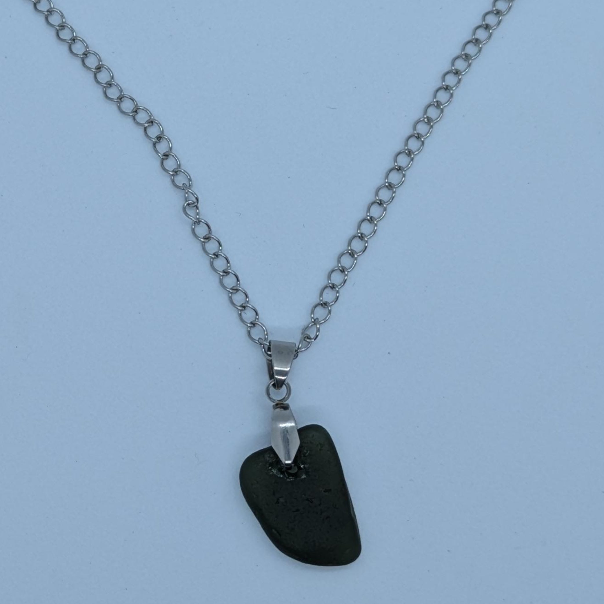 Dark Forest Green Sea Glass Necklace