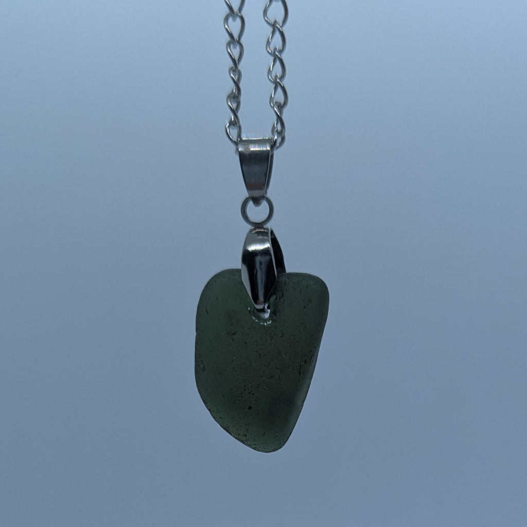 Dark Forest Green Sea Glass Necklace