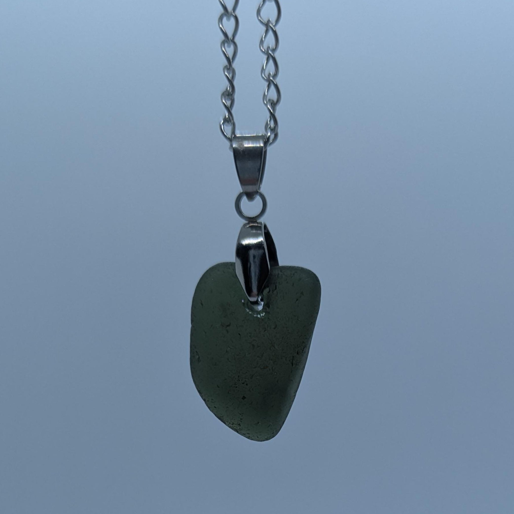 Dark Forest Green Sea Glass Necklace