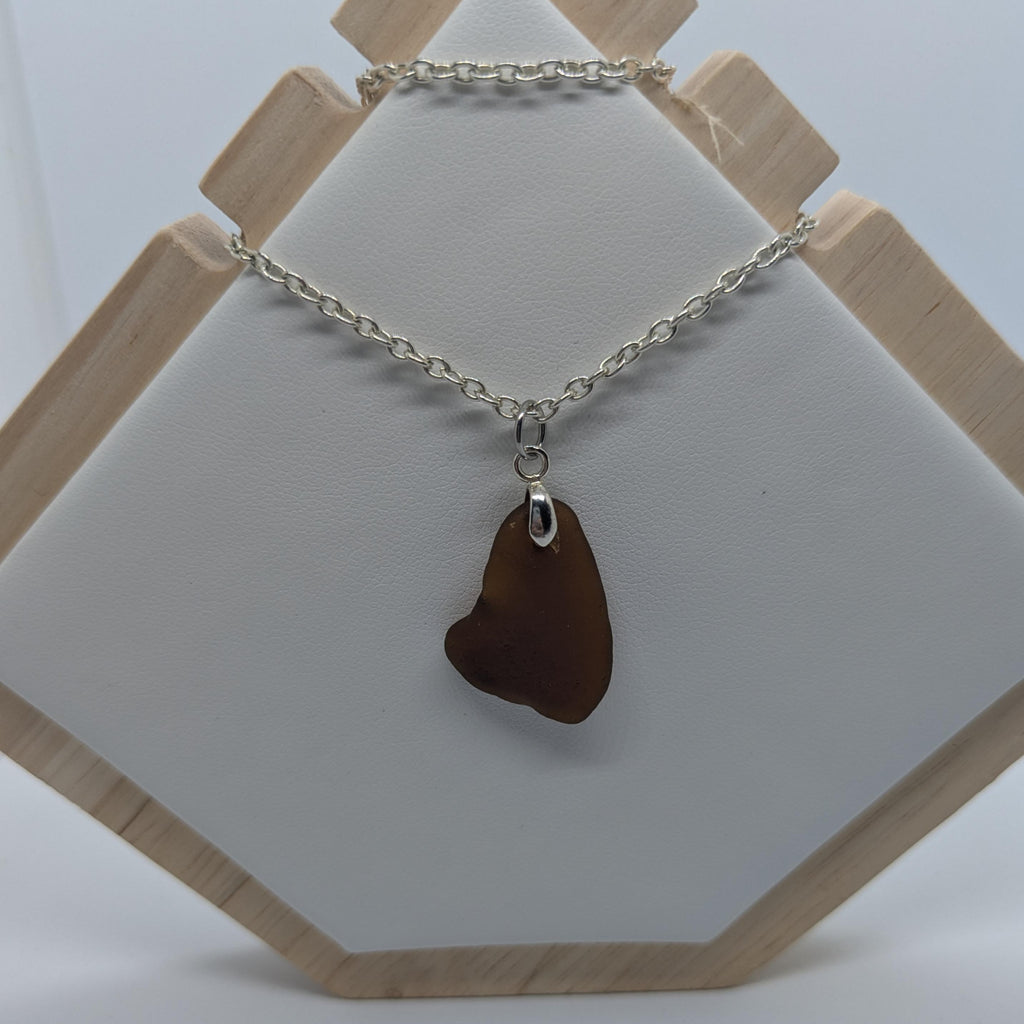Deep Amber Sea Glass Necklace