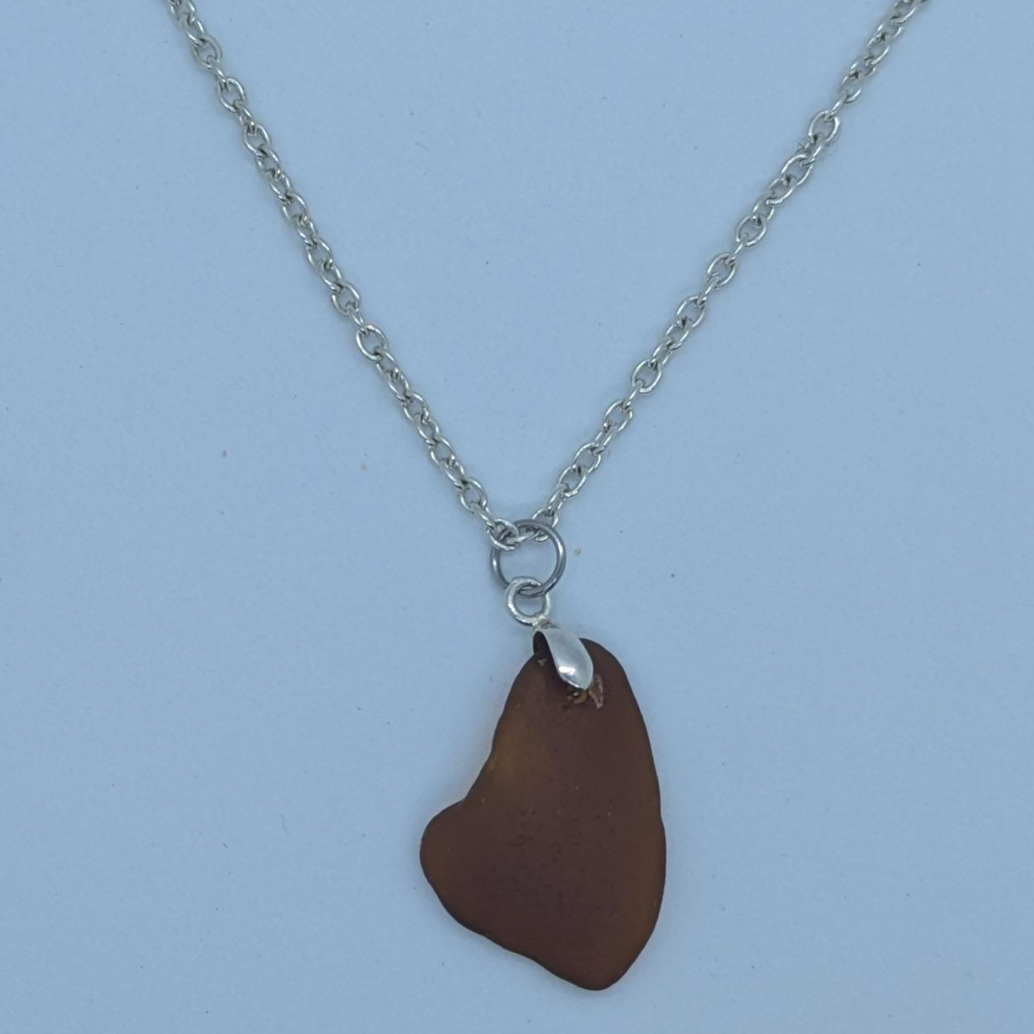 Deep Amber Sea Glass Necklace