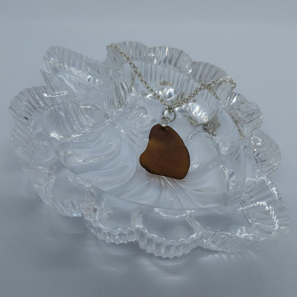 Deep Amber Sea Glass Necklace