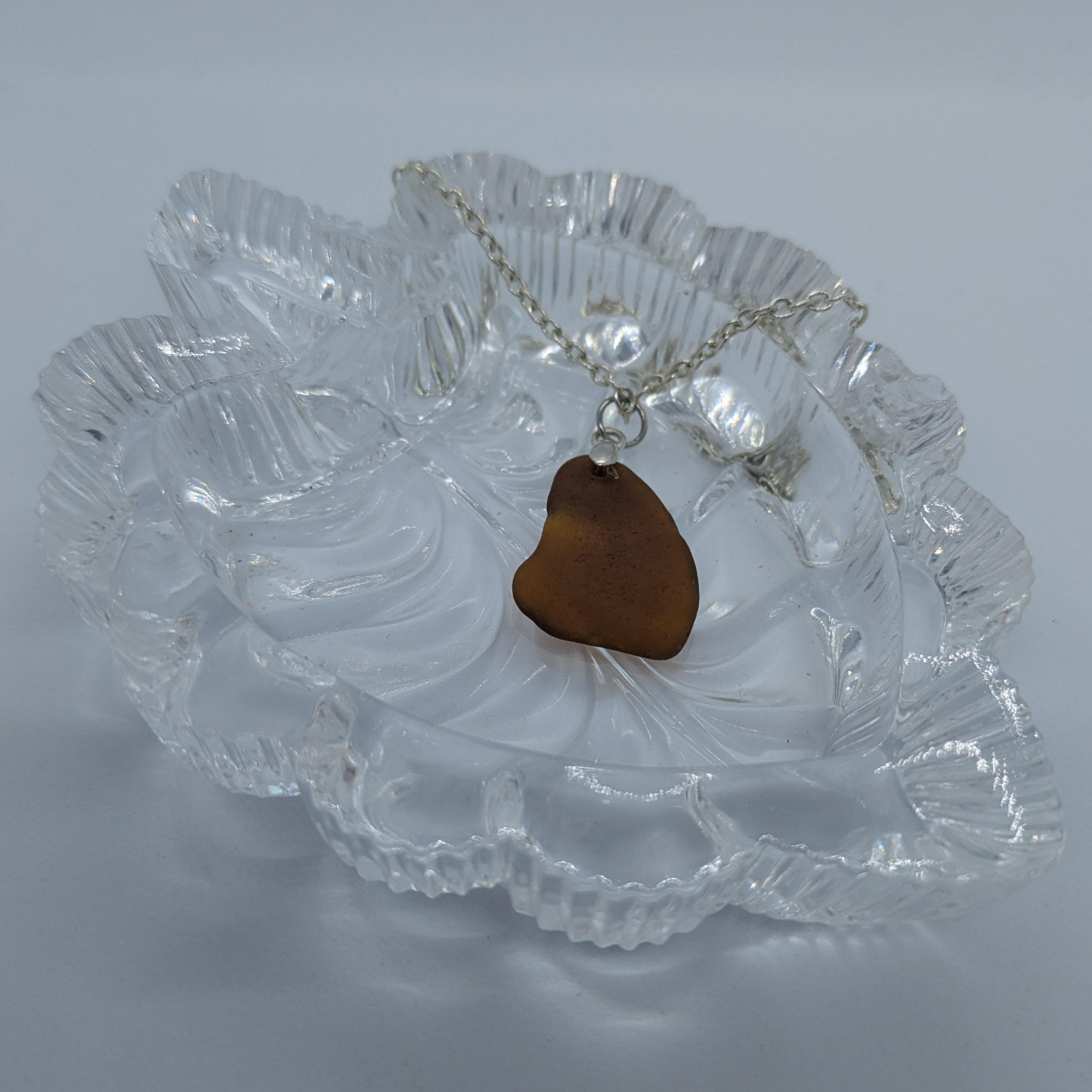 Deep Amber Sea Glass Necklace