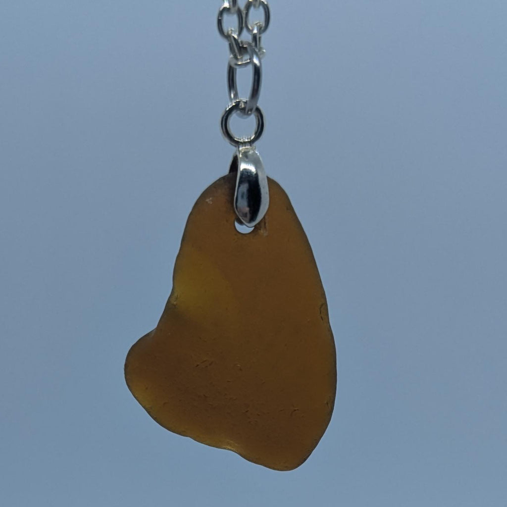 Deep Amber Sea Glass Necklace