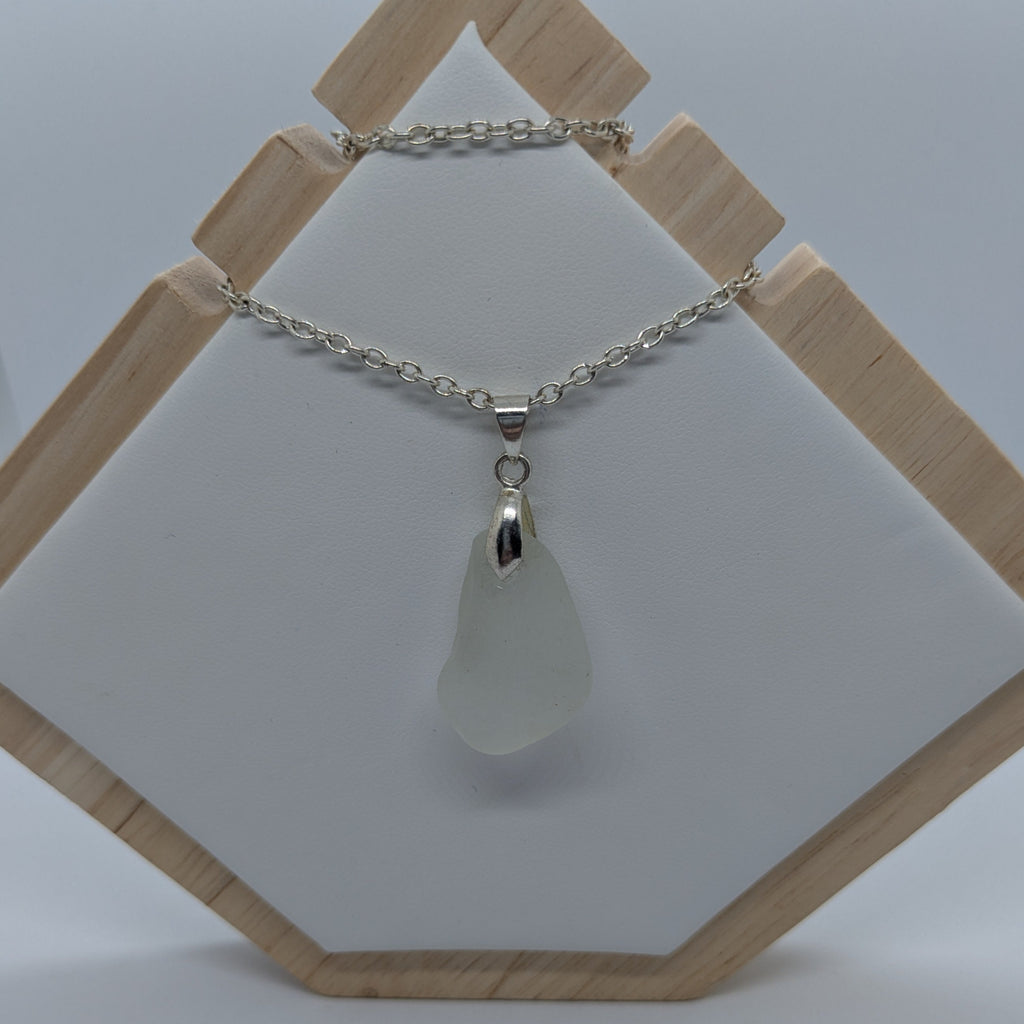 Silver Grey Sea Glass Necklace